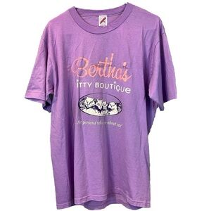 80’s Jerzees Bertha’s Kitty Boutique Sz XL Lavender Cat Shirt -FLAWED-